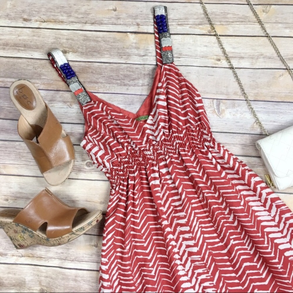 Anthropologie size medium silk ikat beaded dress